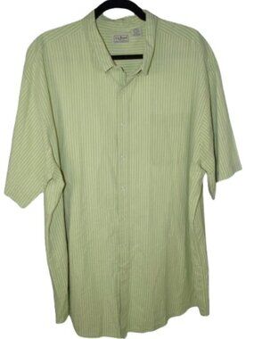 VTG Men’s LL Bean 2XLT XXL Tall Shirt Striped Seersucker Short Sleeve Green